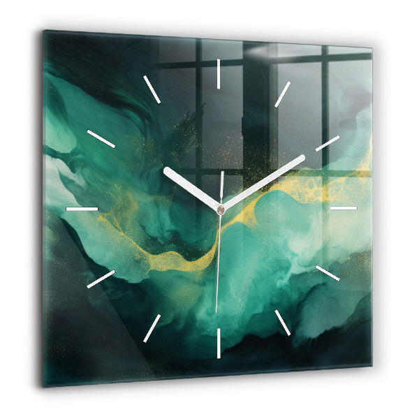 Horloge murale carrée 60x60 cm Marbre vert