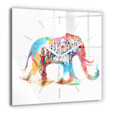 Pendule carrée en verre 60x60 cm Culture de l'Inde