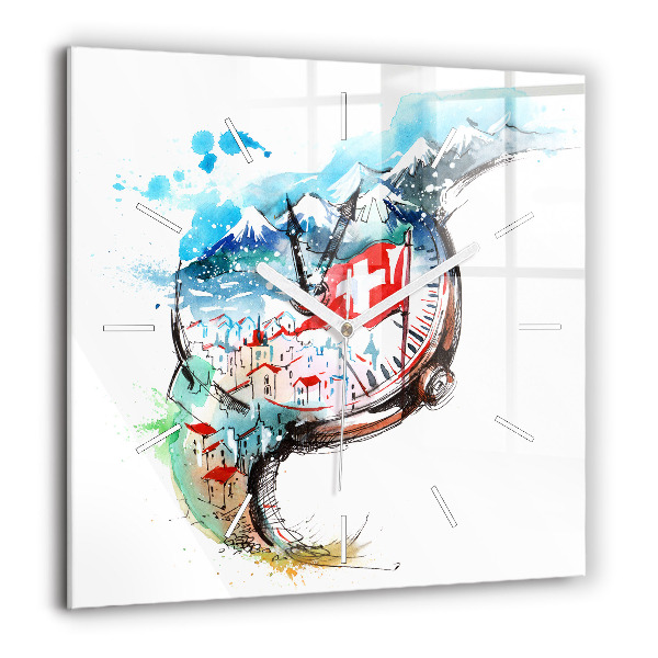 Horloge murale carrée 60x60 cm Montre suisse