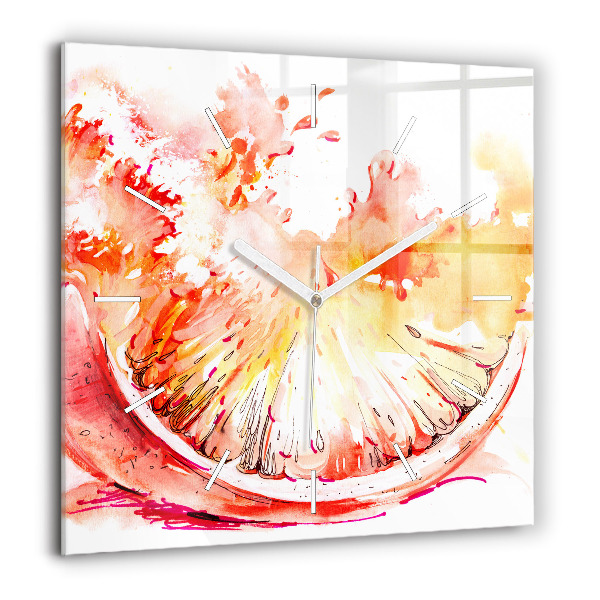 Pendule carrée en verre 60x60 cm Orange peinte