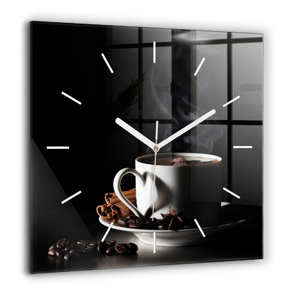 Horloge murale carrée 60x60 cm Tasse de café