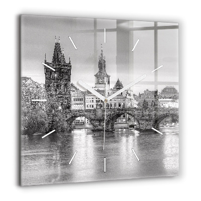 Horloge murale carrée 60x60 cm Pont Charles à Prague