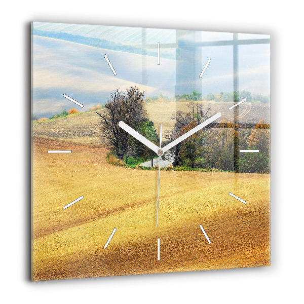 Horloge murale carrée 60x60 cm Moravie Paysage rural