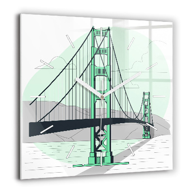 Pendule carrée en verre 60x60 cm Pont vert