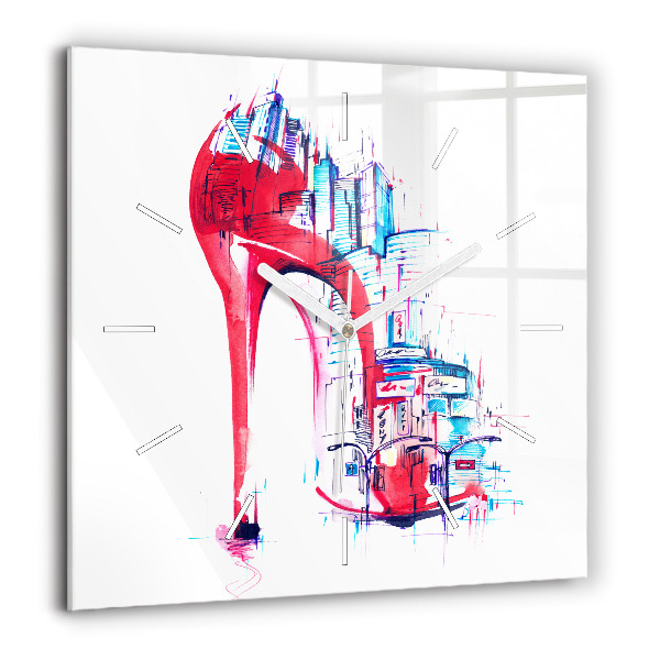 Pendule carrée en verre 60x60 cm Talon rouge