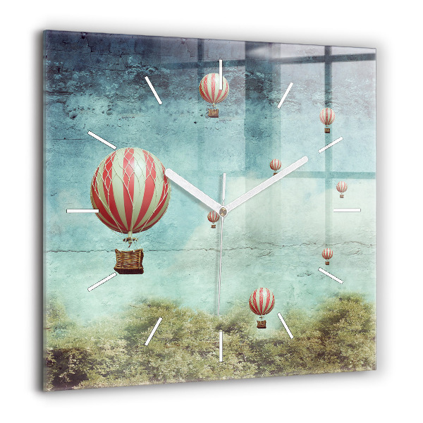Pendule carrée en verre 60x60 cm Ballons peints