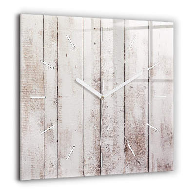 Horloge carrée en verre 60x60 cm Planches de bois clair