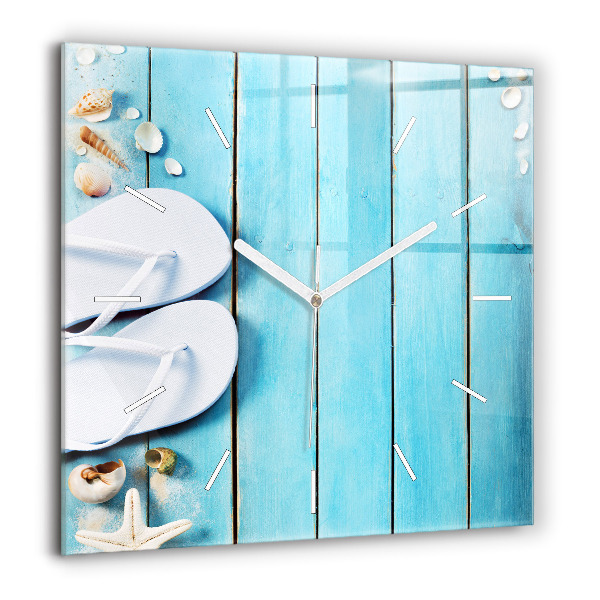 Horloge carrée en verre 60x60 cm Accessoires de vacances