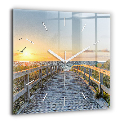 Horloge carrée en verre 60x60 cm Vacances à la plage