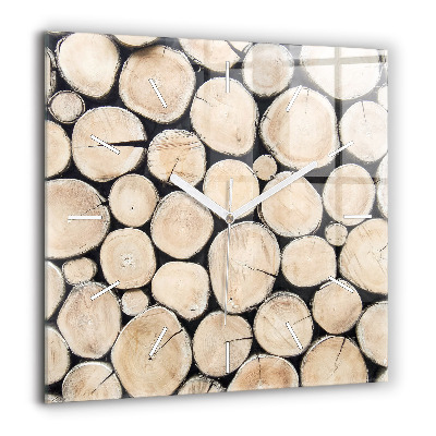 Horloge murale carrée 60x60 cm Tronc d'arbre coupé