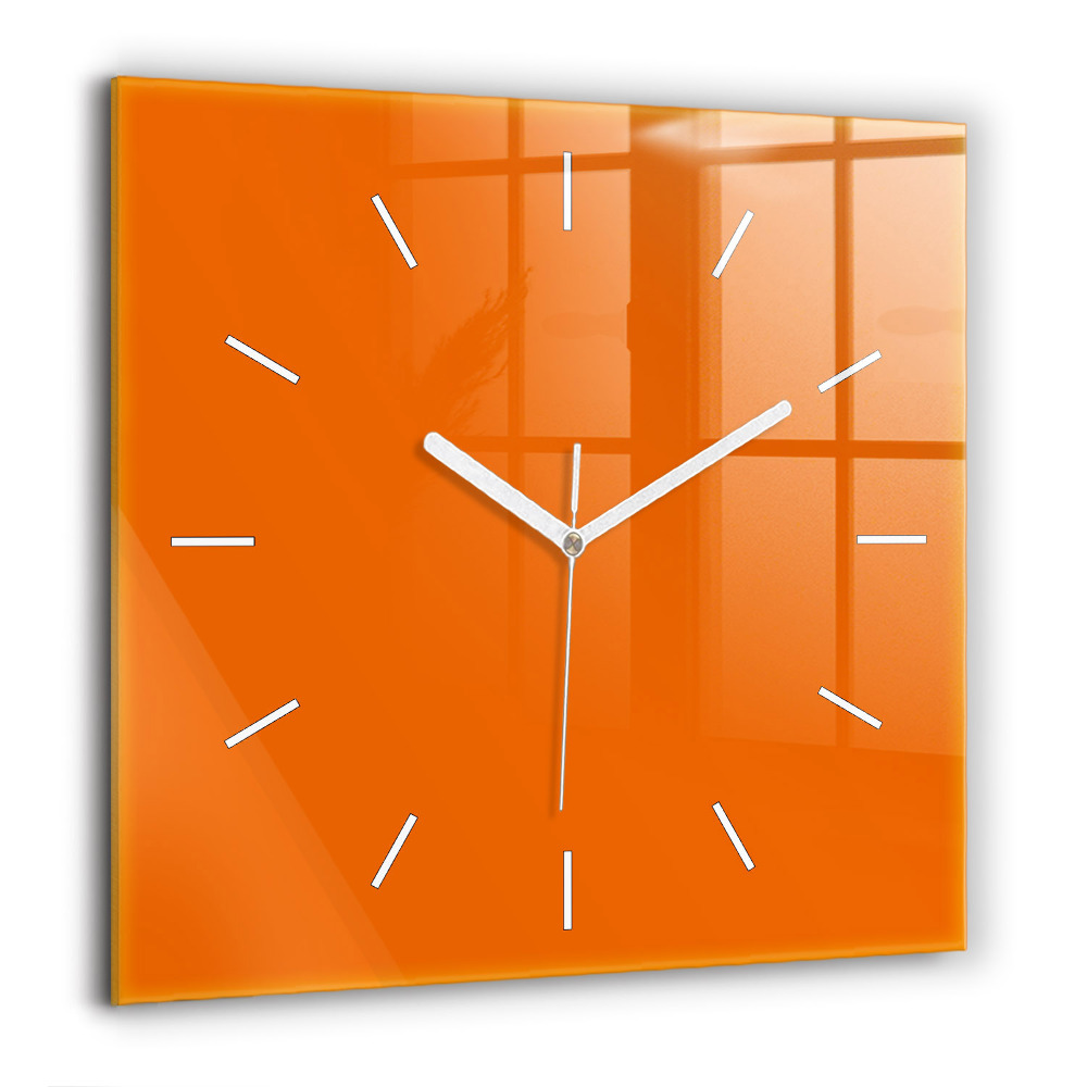 Pendule carrée en verre 60x60 cm orange