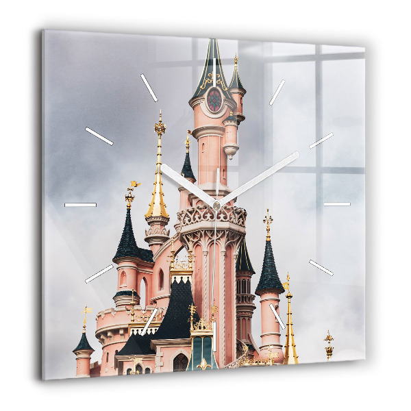 Pendule carrée en verre 60x60 cm Château de Disneyland à Paris