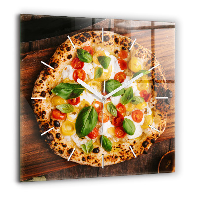 Pendule carrée en verre 60x60 cm Pizza italienne