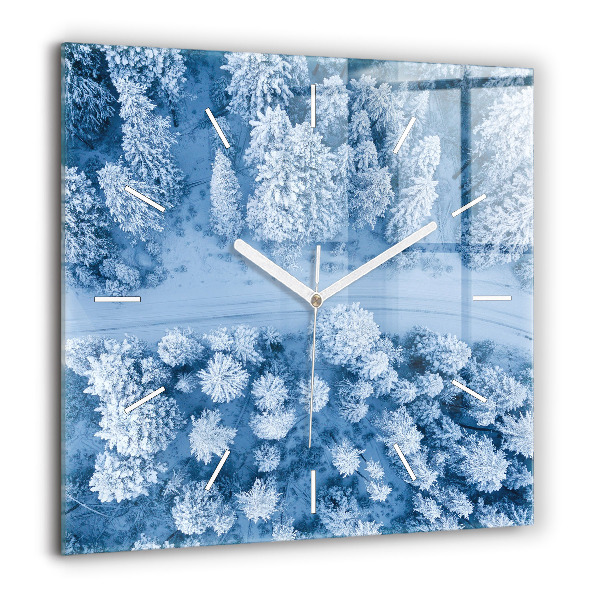 Pendule carrée en verre 60x60 cm Forêt vue d'un drone