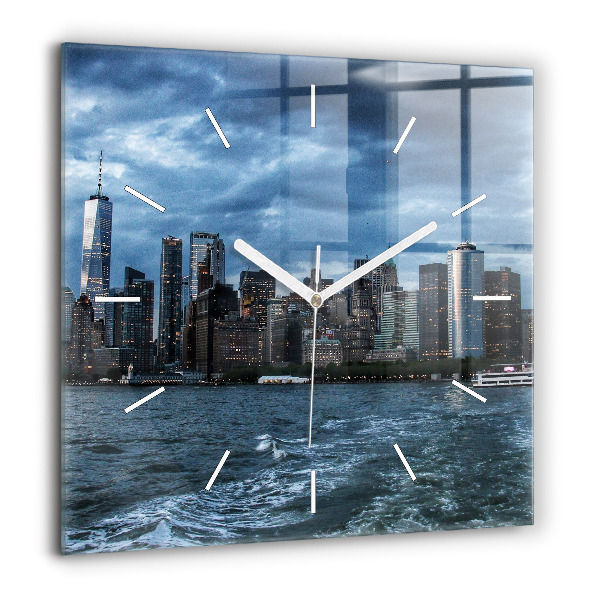 Pendule carrée en verre 60x60 cm Panorama New York