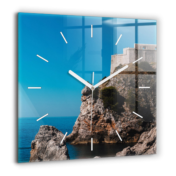 Horloge murale carrée 60x60 cm Falaises de Dubrovnik