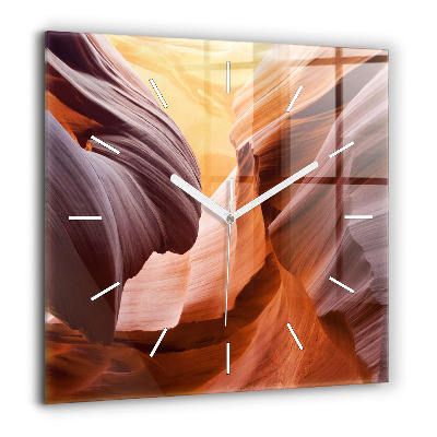 Horloge carrée en verre 60x60 cm Canyon d'Antilope