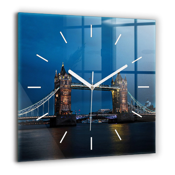 Pendule carrée en verre 60x60 cm Tower Bridge Londres la nuit