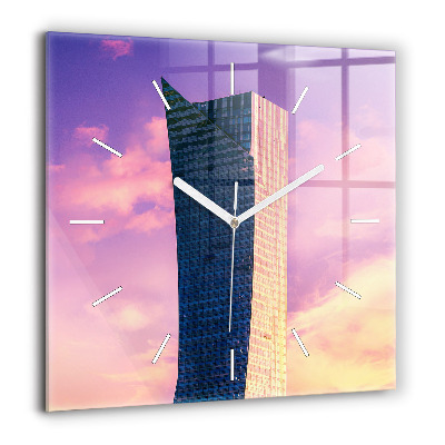 Horloge murale carrée 60x60 cm Gratte-ciel à Varsovie