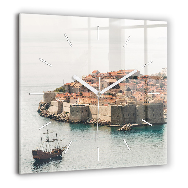 Horloge murale carrée 60x60 cm Voilier à Dubrovnik