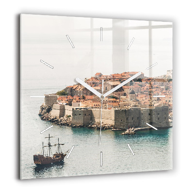 Horloge murale carrée 60x60 cm Voilier à Dubrovnik