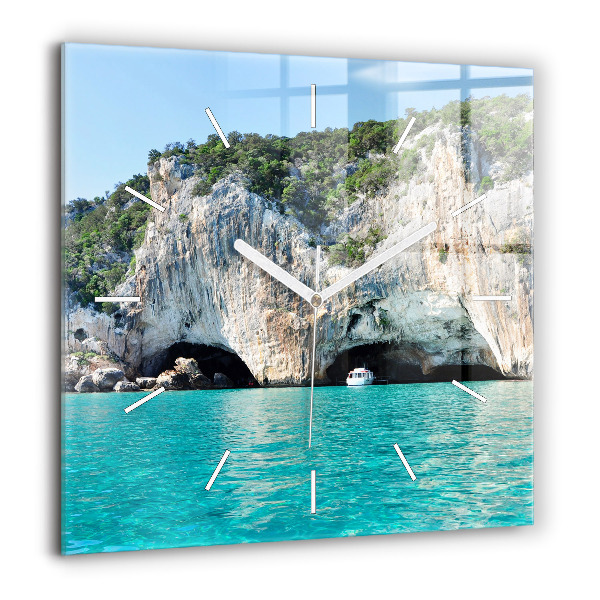 Horloge carrée en verre 60x60 cm Grotte sous-marine