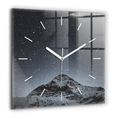 Horloge murale carrée 60x60 cm Montagne sous les étoiles