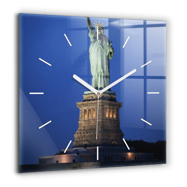 Pendule carrée en verre 60x60 cm Statue de la Liberté à New York