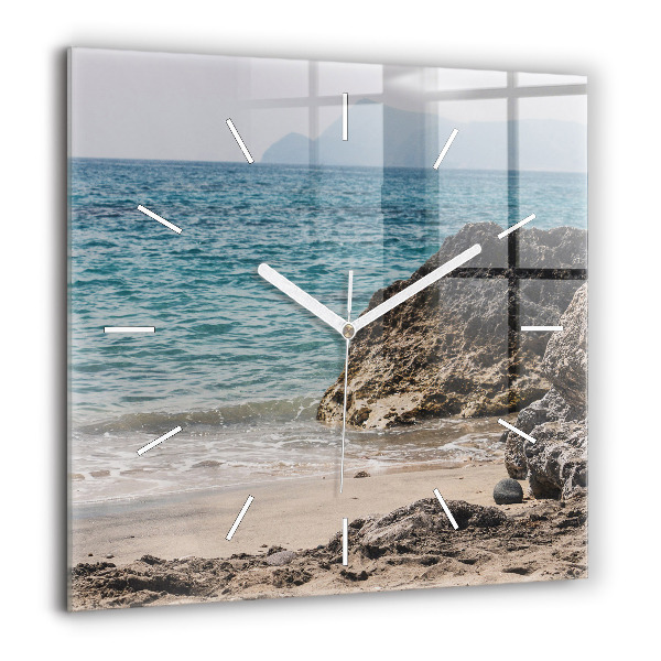 Horloge murale carrée 60x60 cm Vue de la mer Méditerranée