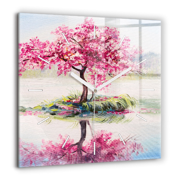 Horloge murale carrée 60x60 cm Mosaïque d'un arbre