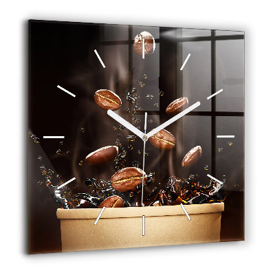 Pendule carrée en verre 60x60 cm Café chaud