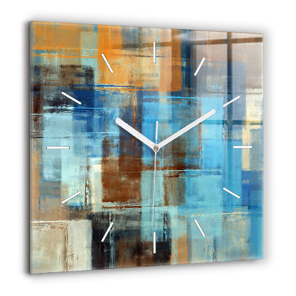 Horloge carrée en verre 60x60 cm Fond coloré - abstrait