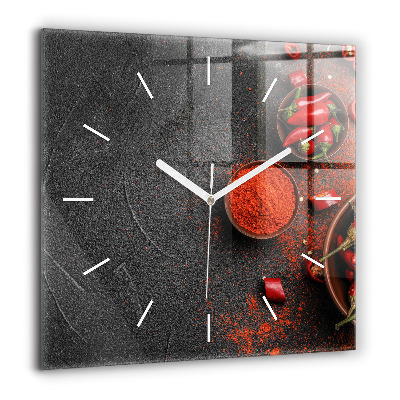 Horloge murale carrée 60x60 cm Poivrons rouges
