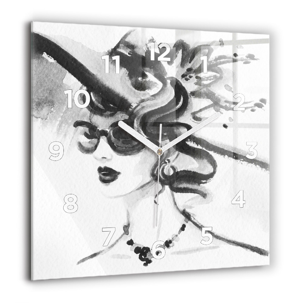 Horloge murale carrée 60x60 cm Femme à la mode