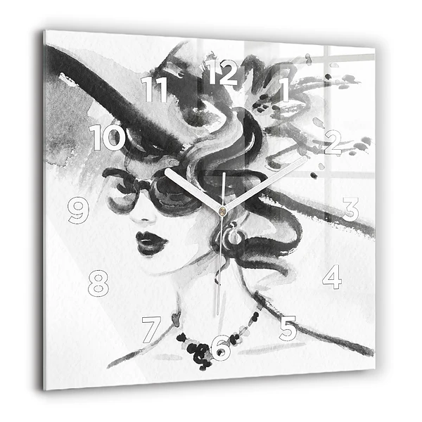 Horloge murale carrée 60x60 cm Femme à la mode
