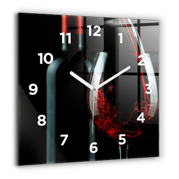Pendule carrée en verre 60x60 cm Bouteille de vin