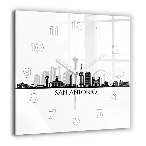 Horloge murale carrée 60x60 cm Ville de San Antonio Texas