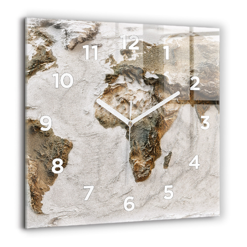 Horloge murale carrée 60x60 cm Carte du vieux monde