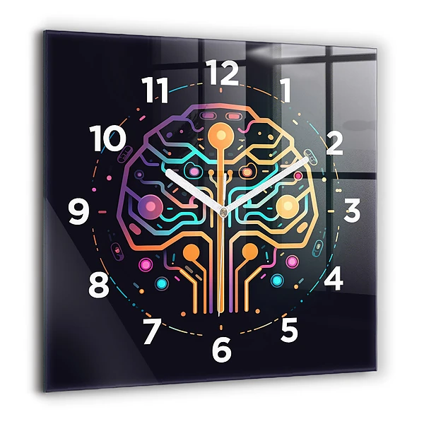 Horloge murale carrée 60x60 cm Abstraction colorée