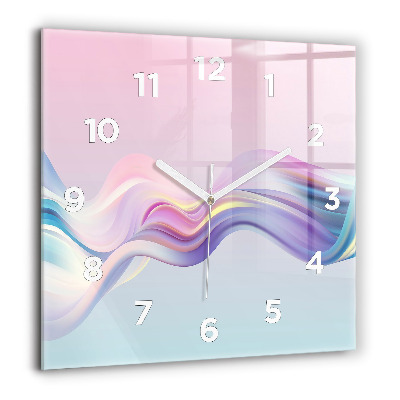 Pendule carrée en verre 60x60 cm Abstraction de vagues au pastel
