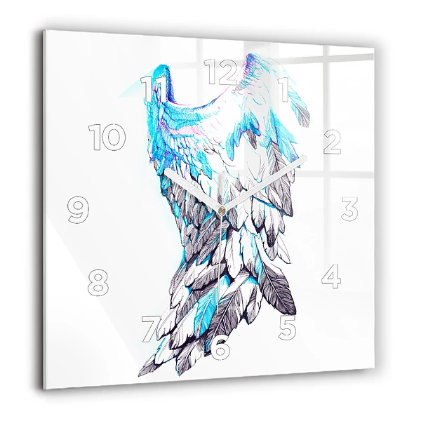 Horloge carrée en verre 60x60 cm Imitation d'ailes d'oiseaux