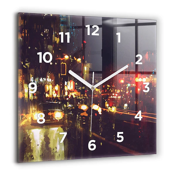 Horloge murale carrée 60x60 cm Ville peinte