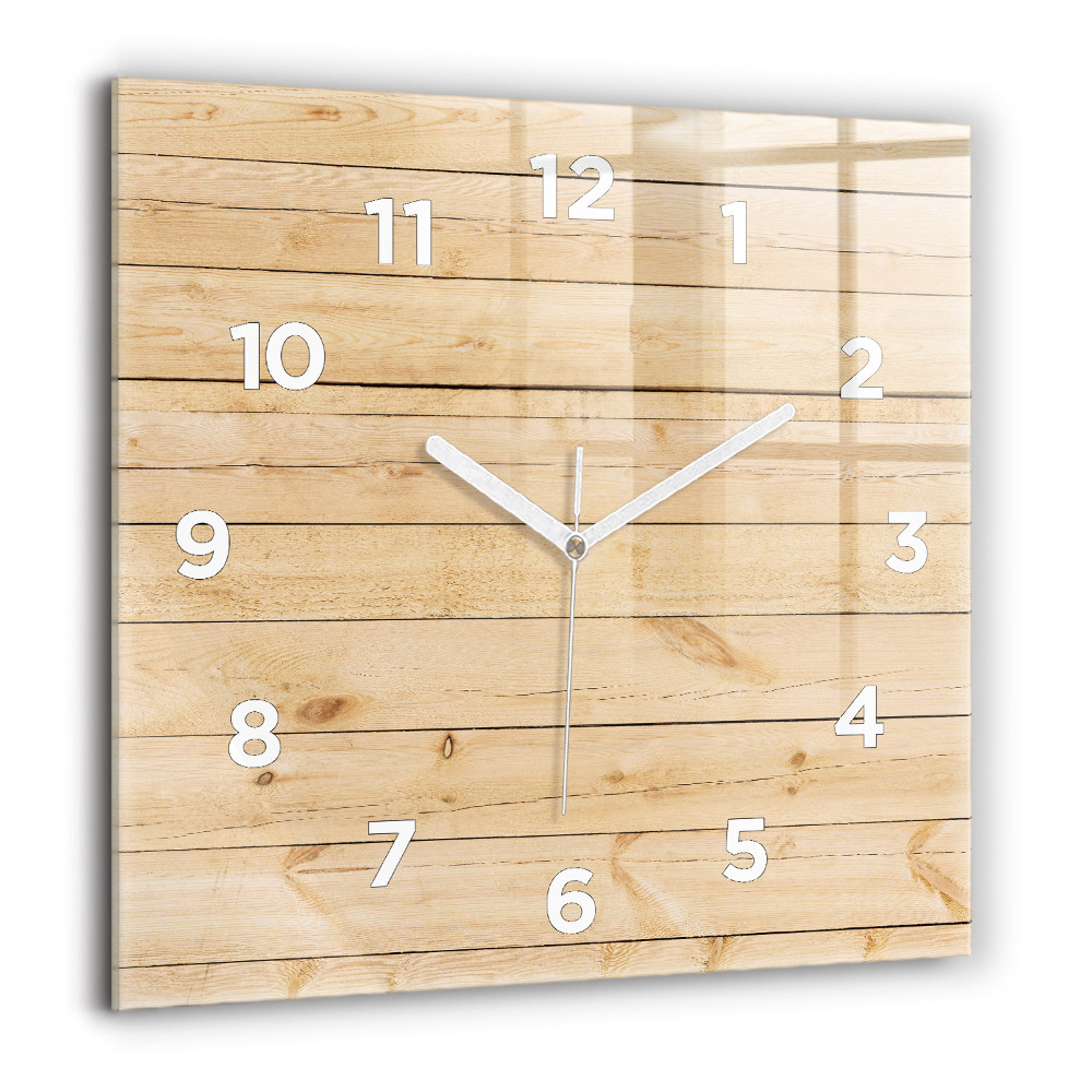 Horloge carrée en verre 60x60 cm Planches en bois