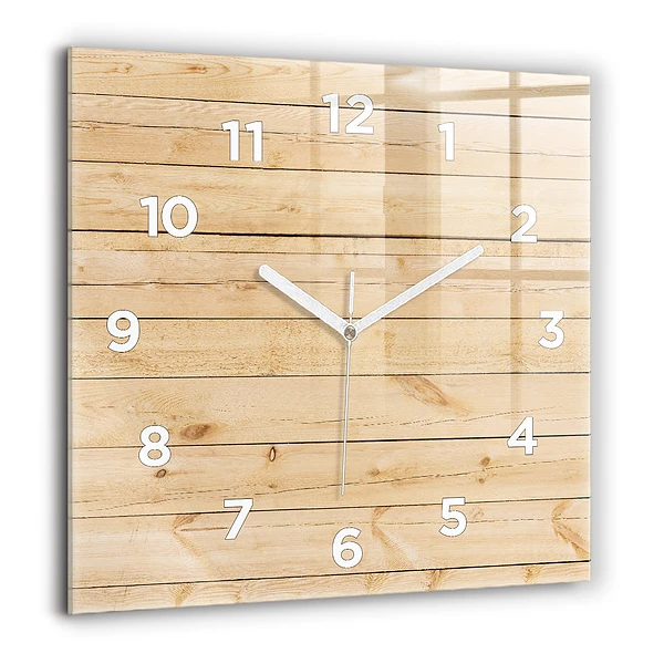 Horloge carrée en verre 60x60 cm Planches en bois