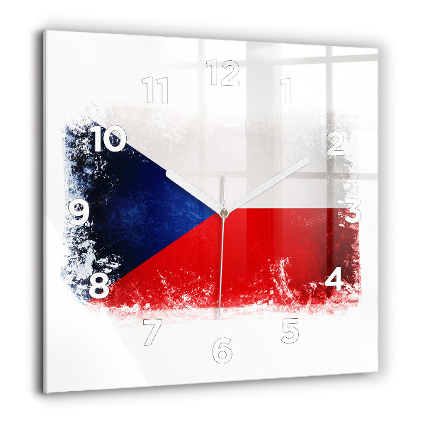 Horloge carrée en verre 60x60 cm Drapeau de la République tchèque