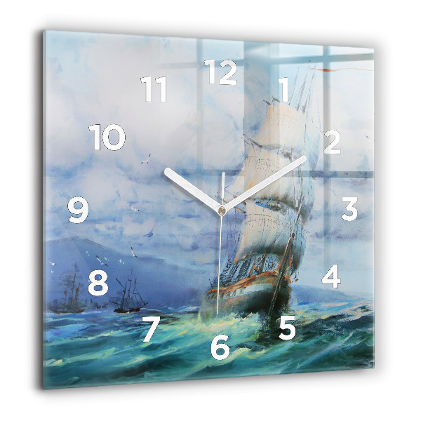 Horloge murale carrée 60x60 cm Bateau sur l'eau