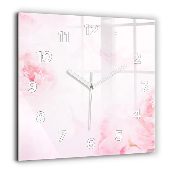 Horloge carrée en verre 60x60 cm Fleurs en fleurs