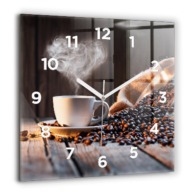 Horloge murale carrée 60x60 cm Tasse de café