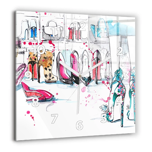 Horloge carrée en verre 60x60 cm Élément de féminité
