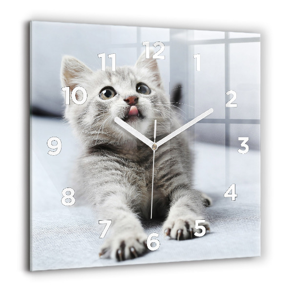 Horloge murale carrée 60x60 cm Chat sur un canapé